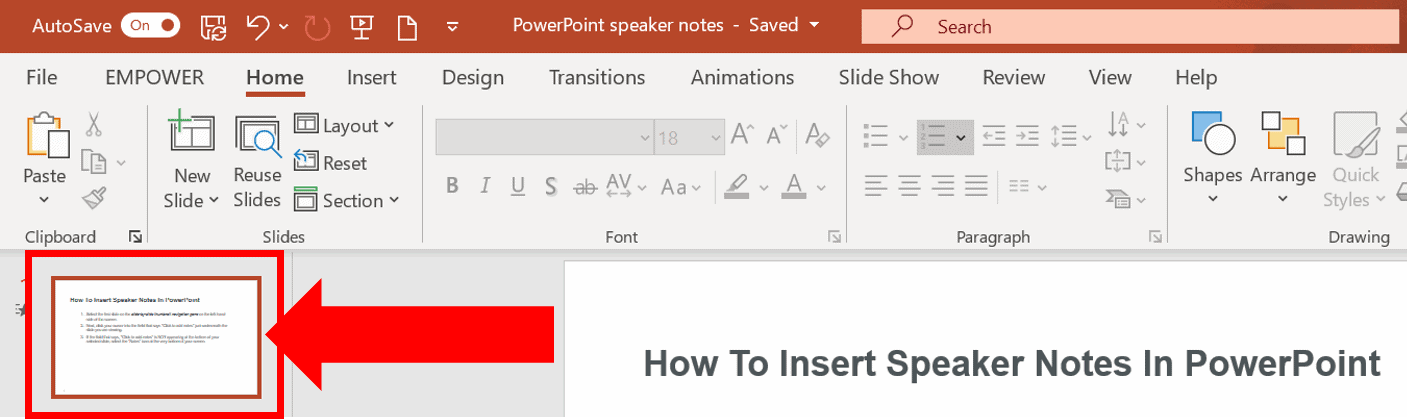 Select slide in PowerPoint