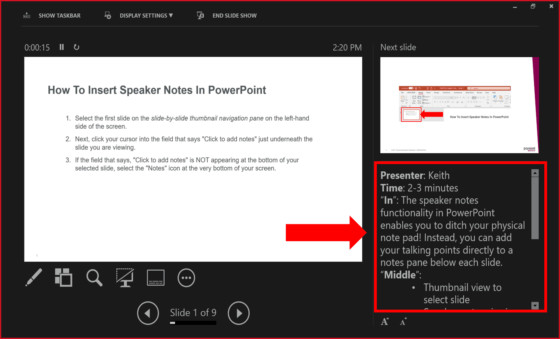 how to add speaker notes in powerpoint