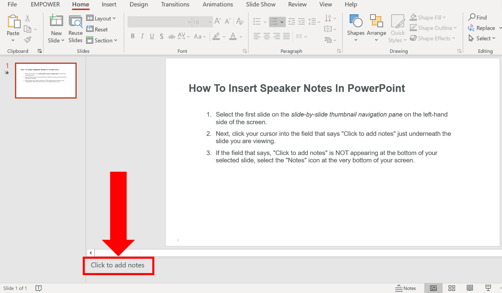 speaker notes in powerpoint