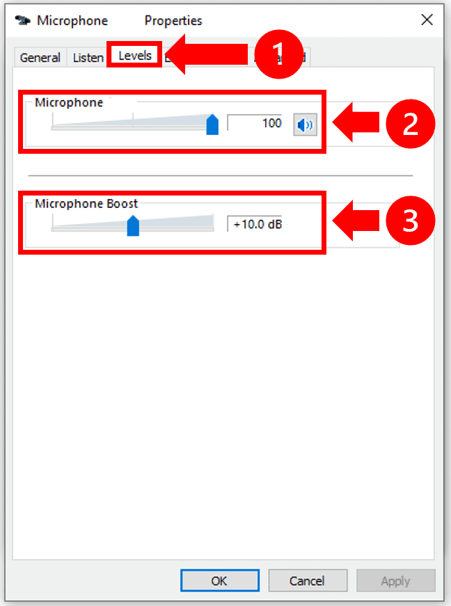 Microphone boost settings