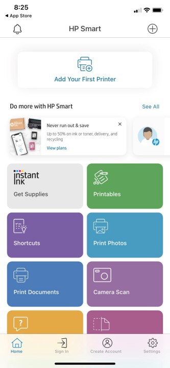 Update printer software and firmware through HP Smart App