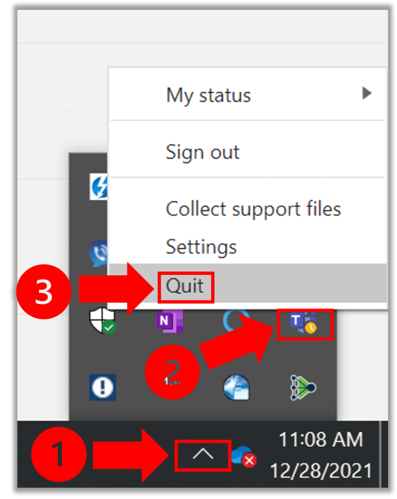 Quit and reopen MS Teams application