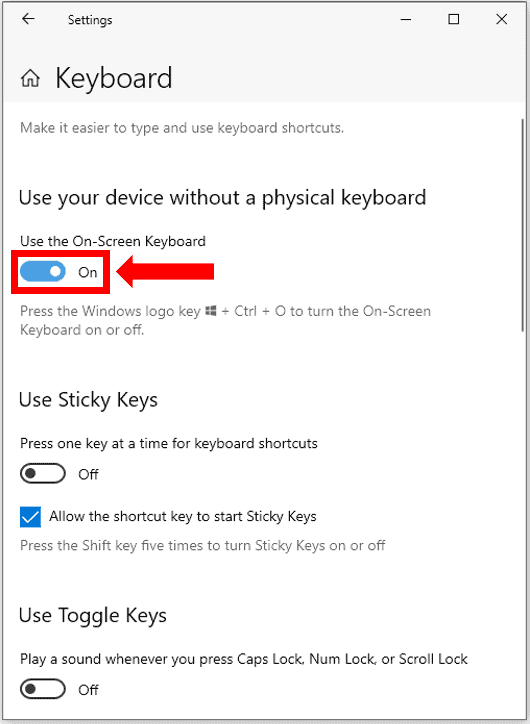 Activate your On-Screen Keyboard