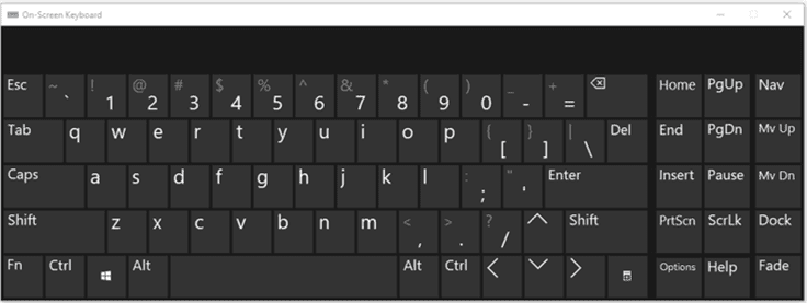 On-Screen Keyboard display