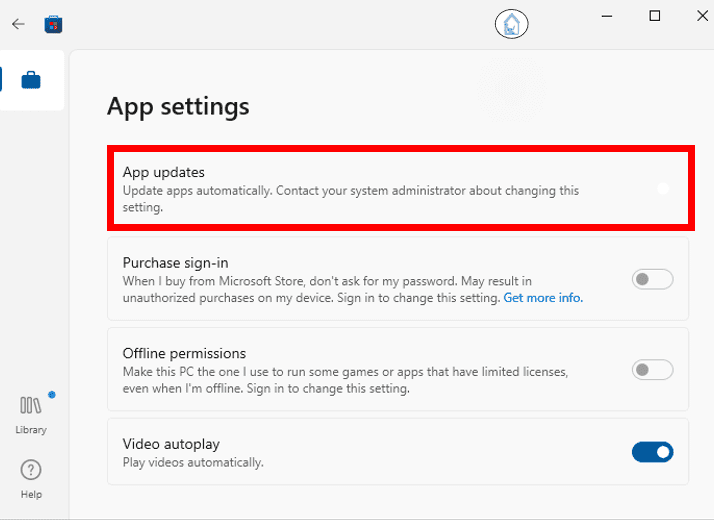 Windows Microsoft Store Update apps automatically