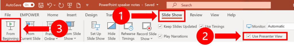 Use Presenter View in PowerPoint