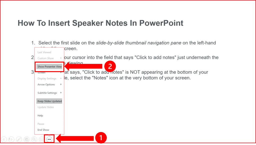 Show Presenter View while presenting your slide deck in PowerPoint