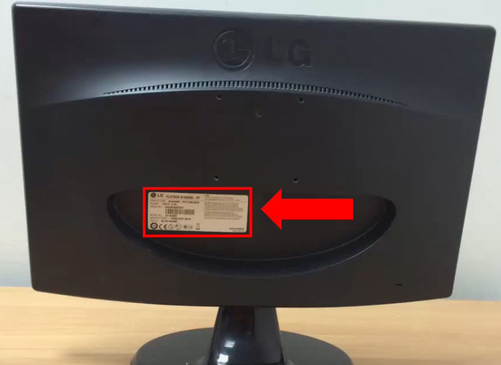 LG monitor model number location