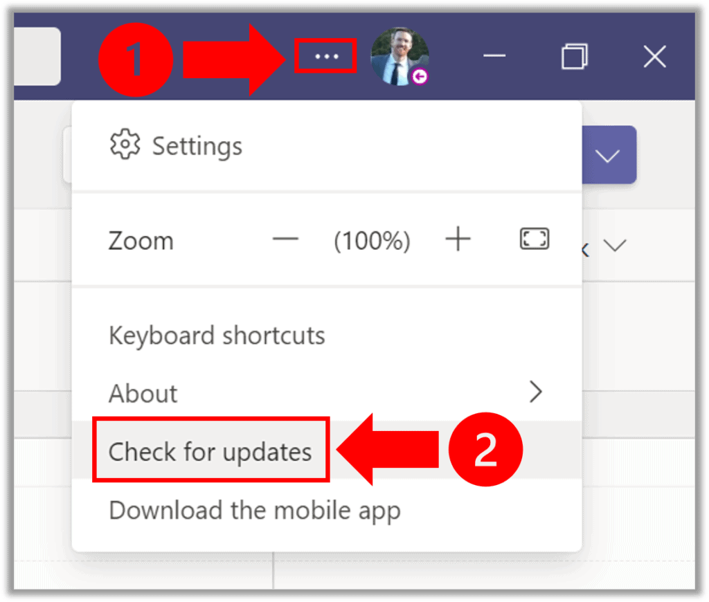 How to check for software updates in Teams