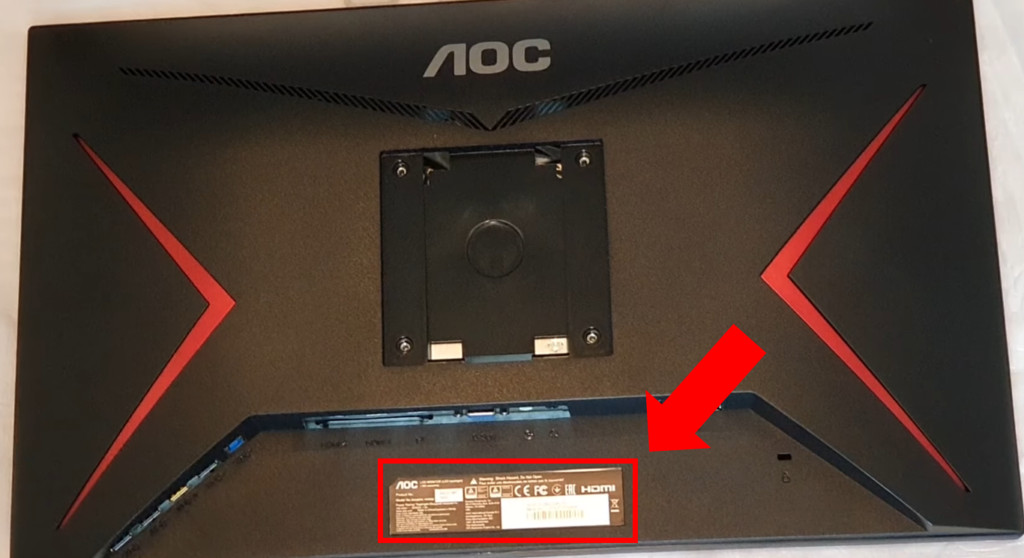 AOC monitor model number location