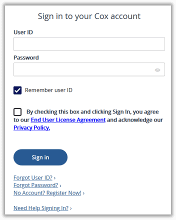 Sign in to your Cox account