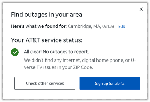ATT service outages near you