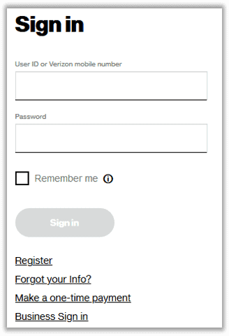 Verizon account sign in