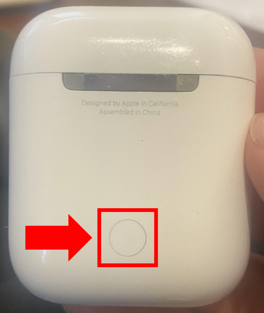 How to connect AirPods to HP laptop - pair AirPods using button on the back of the case