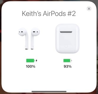 AirPod current charge status.