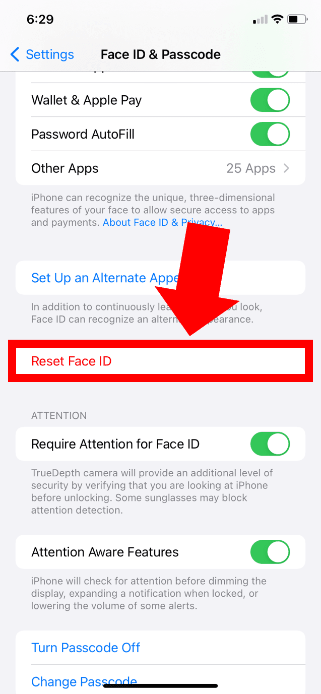 Face id not working move iphone lower - reset face ID