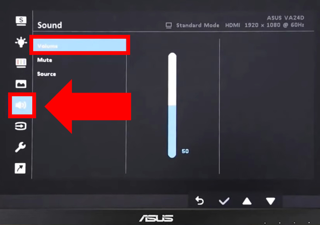 ASUS monitor volume levels