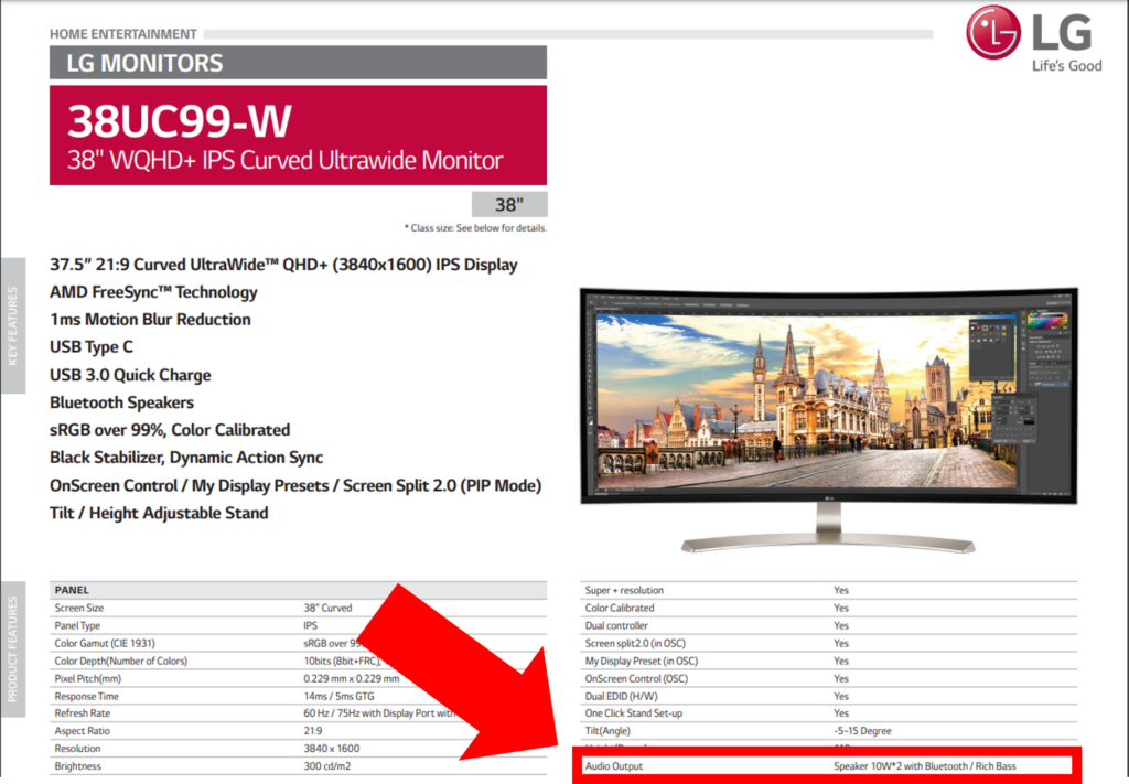 LG monitor manual specs