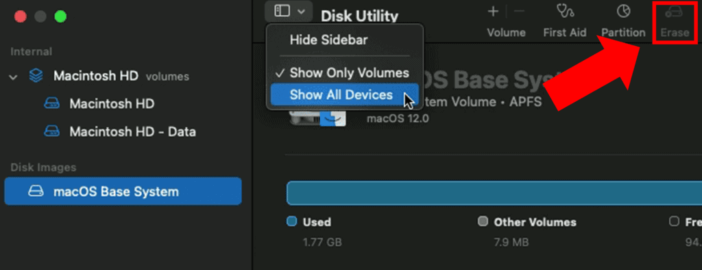 Erase Redundant Disk Volumes on Macbook