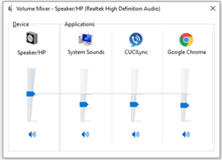 Windows Volume Mixer settings