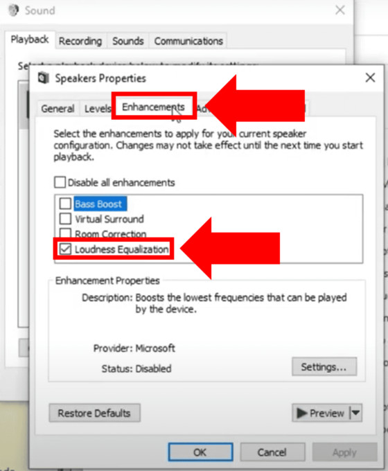 Enable Loudness Equalization on Windows