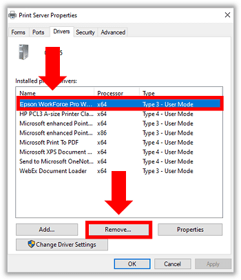 Remove Epson Printer