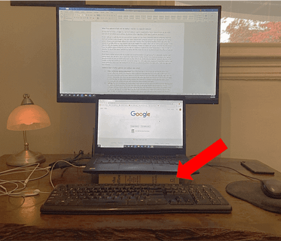 How to optimally position a laptop with a built-in webcam.