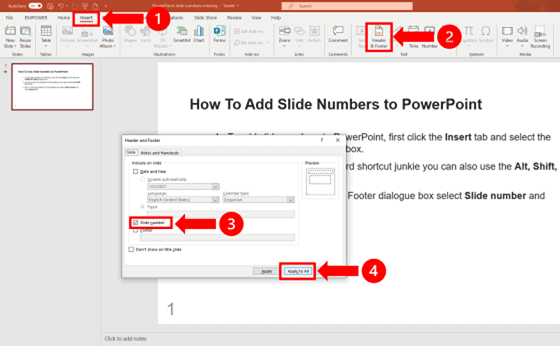 How to add slide numbers to PowerPoint