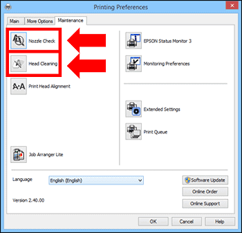 Epson printhead cleaning utilities