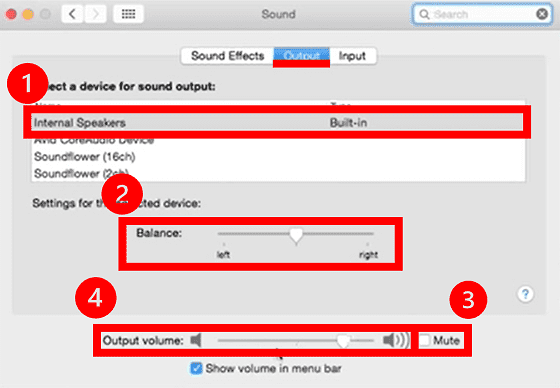 MacBook Sound Output settings
