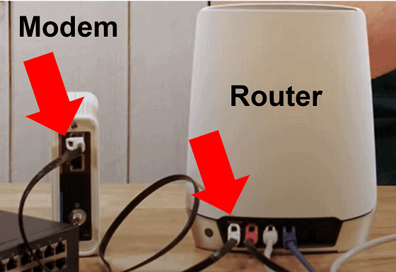 Orbi router connected to modem