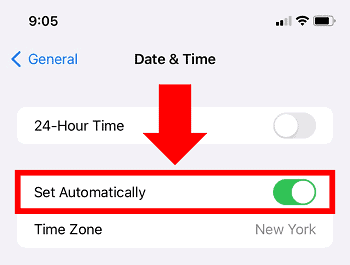 Enable Date & Time Set Automatically on iPhone