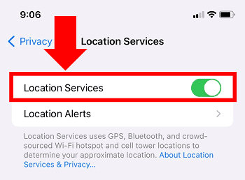 Enable iPhone Location Services