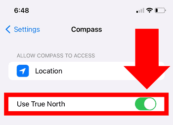 Enable iPhone Compass True North