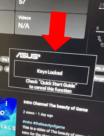 ASUS monitor 'Keys Locked' message