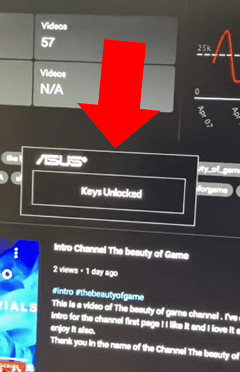 ASUS monitor 'Keys Unlocked' message
